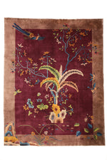 Load image into Gallery viewer, Antique Chinese Art Deco Nichols rug, 138x106 inches, handwoven wool featuring bold geometric patterns and a refined color palette.
