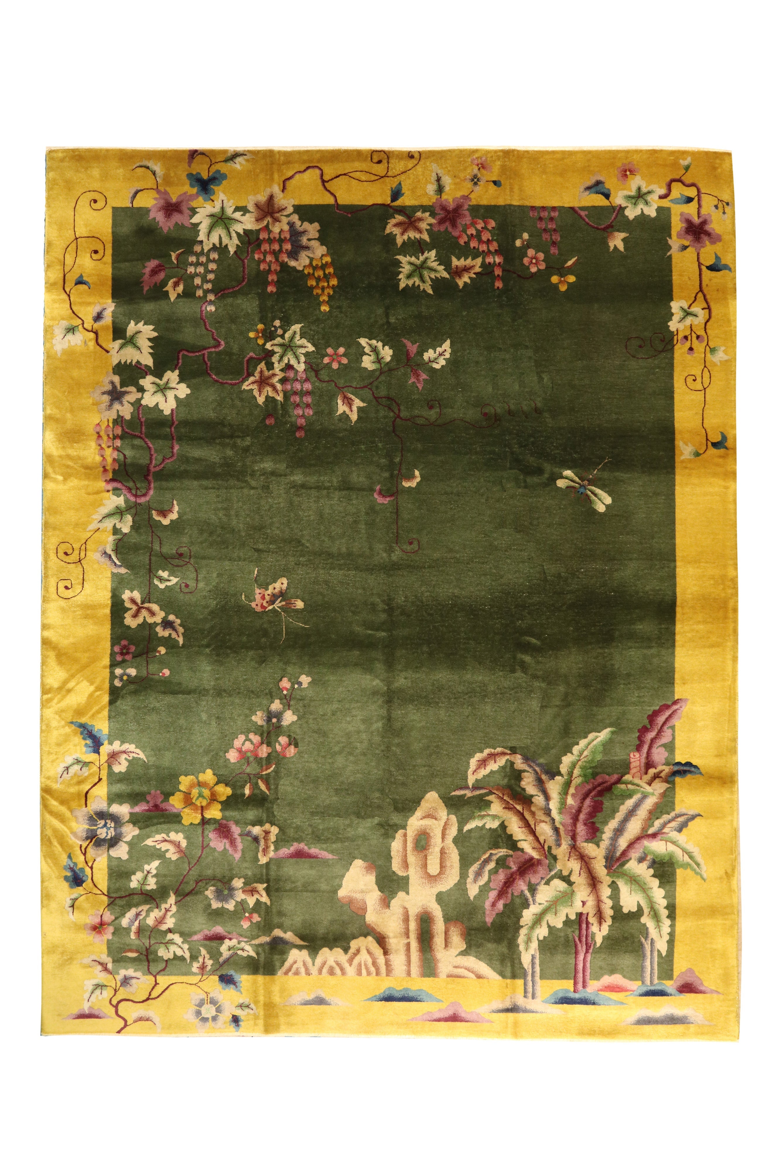 China Goods Rug Elegant Antique Nichols Rug - Timeless Green Tones | Rugs of China ...